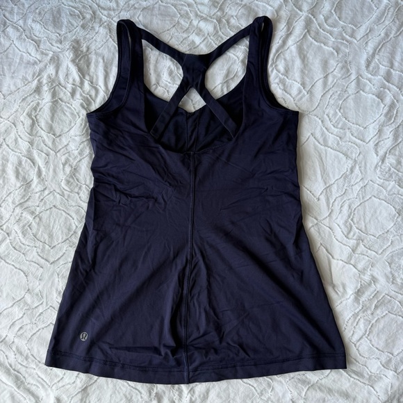 Lululemon Athletica Navy Tank Top Criss Cross Back Built in Bra - Picture 5 of 9